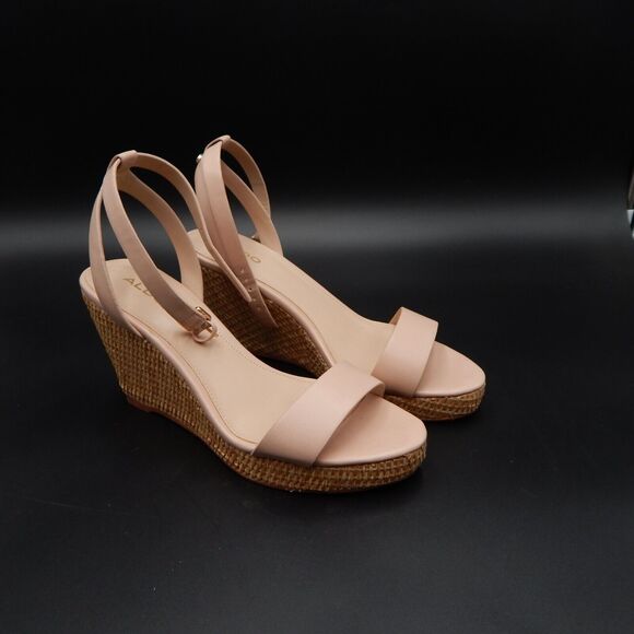 Aldo Legiwien-55 Nude Pink Espadrille Basketweave Wedge Ankle Strap Sz 8-1/2 - Picture 3 of 12